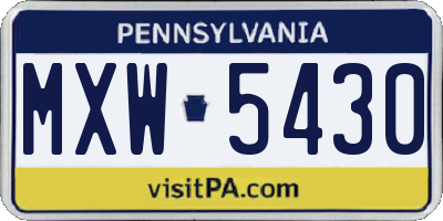 PA license plate MXW5430