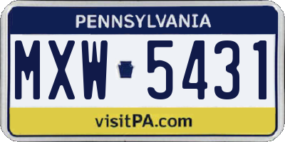 PA license plate MXW5431