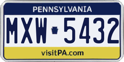 PA license plate MXW5432