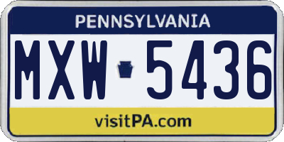 PA license plate MXW5436