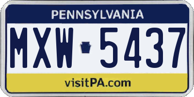 PA license plate MXW5437