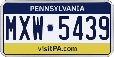 PA license plate MXW5439