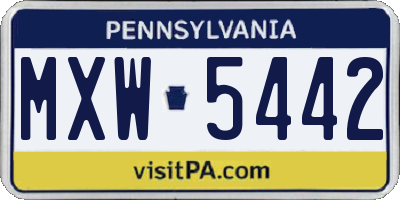 PA license plate MXW5442