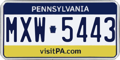 PA license plate MXW5443