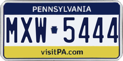 PA license plate MXW5444