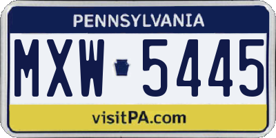 PA license plate MXW5445