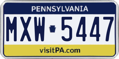 PA license plate MXW5447