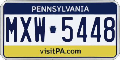 PA license plate MXW5448