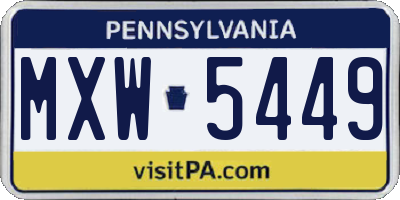 PA license plate MXW5449
