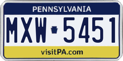 PA license plate MXW5451