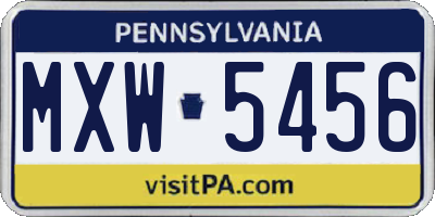 PA license plate MXW5456