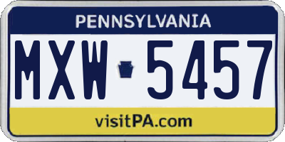 PA license plate MXW5457