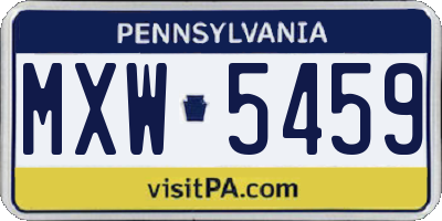 PA license plate MXW5459