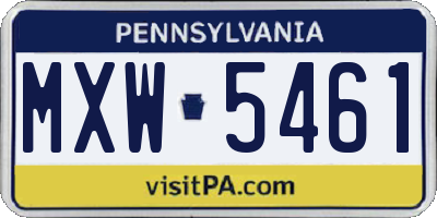 PA license plate MXW5461