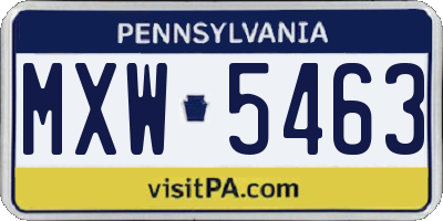 PA license plate MXW5463