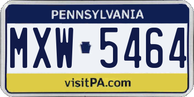 PA license plate MXW5464