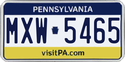 PA license plate MXW5465