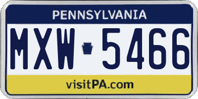 PA license plate MXW5466