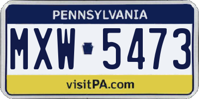 PA license plate MXW5473