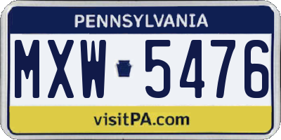 PA license plate MXW5476
