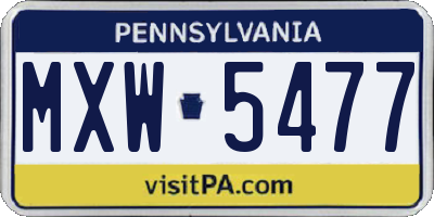 PA license plate MXW5477