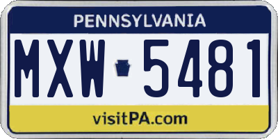 PA license plate MXW5481