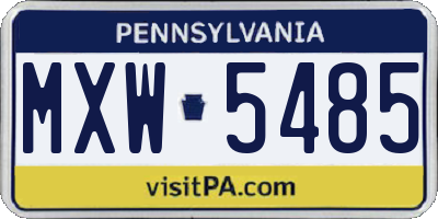 PA license plate MXW5485