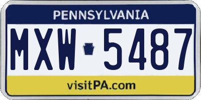 PA license plate MXW5487
