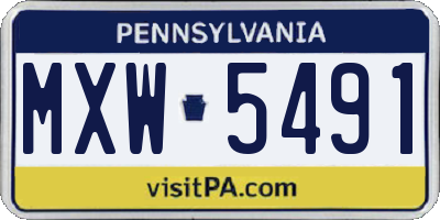 PA license plate MXW5491
