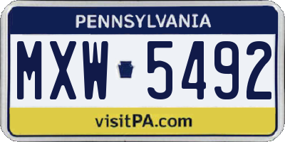 PA license plate MXW5492
