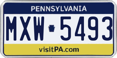 PA license plate MXW5493