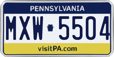 PA license plate MXW5504