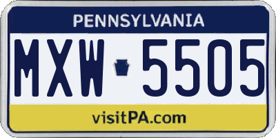 PA license plate MXW5505