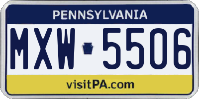 PA license plate MXW5506
