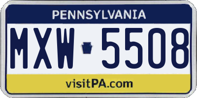 PA license plate MXW5508
