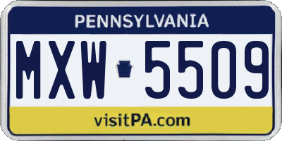 PA license plate MXW5509