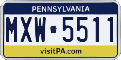 PA license plate MXW5511