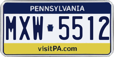 PA license plate MXW5512