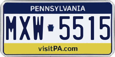 PA license plate MXW5515