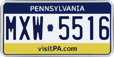 PA license plate MXW5516