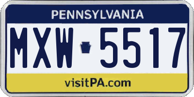 PA license plate MXW5517