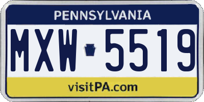 PA license plate MXW5519