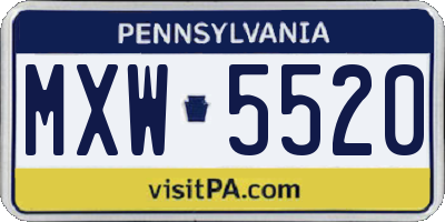 PA license plate MXW5520