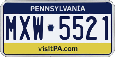 PA license plate MXW5521