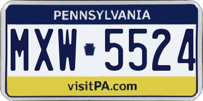 PA license plate MXW5524