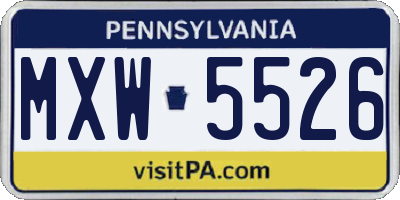 PA license plate MXW5526