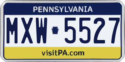 PA license plate MXW5527