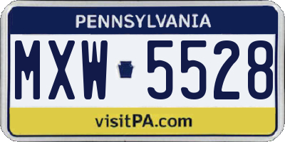 PA license plate MXW5528