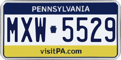 PA license plate MXW5529