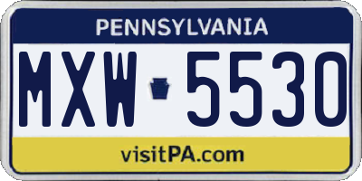 PA license plate MXW5530